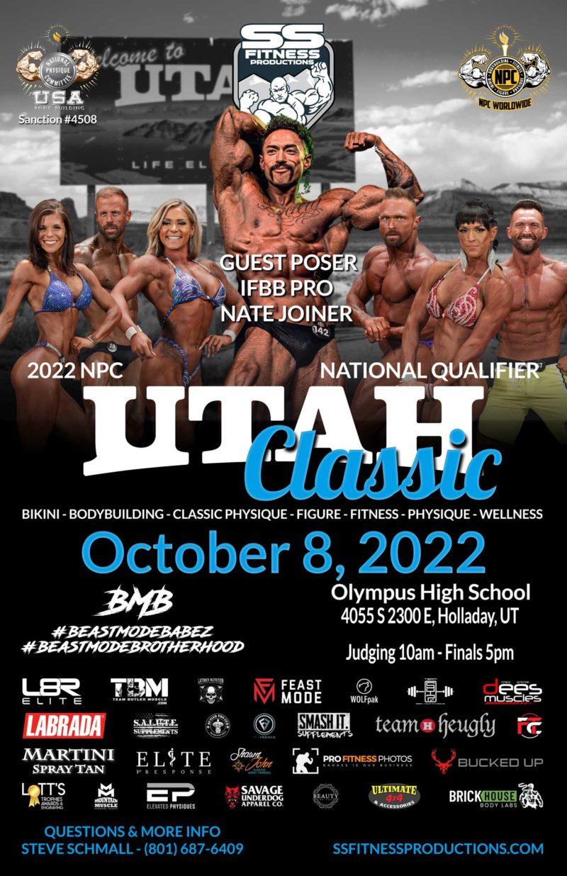 2022 NPC Utah Classic Placings SS Fitness Productions Bodybuilding